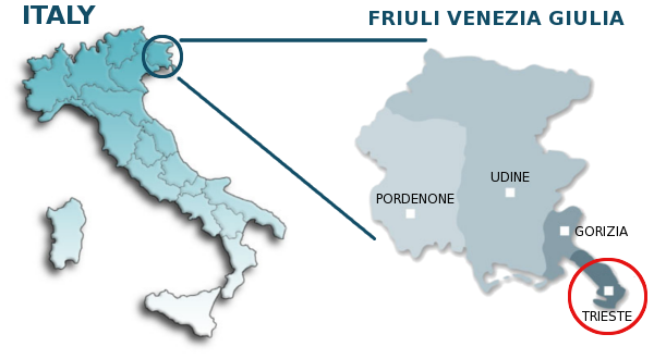 [map of Italy and Friuli Venezia Giulia]